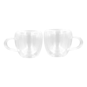 2PC 150ML Double Wall Flat Cup
